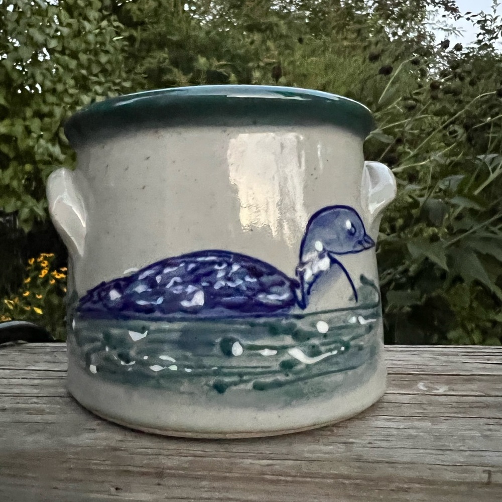 Great Bay Pottery Small Loon Crock 2002 NH